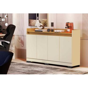 Imagem de Rack Aparador Buffet Cantinho Café Retrô 4 Portas Ryzen Novo Modelo La