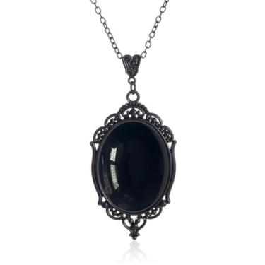 Imagem de PINK TOWN Colar gargantilha vitoriana de veludo gótico, vintage Stardust, cristal, camafeu, gótico, roxo/vermelho/preto, colar punk satanás, demônio, joia de Halloween para mulheres, Large, Zinco