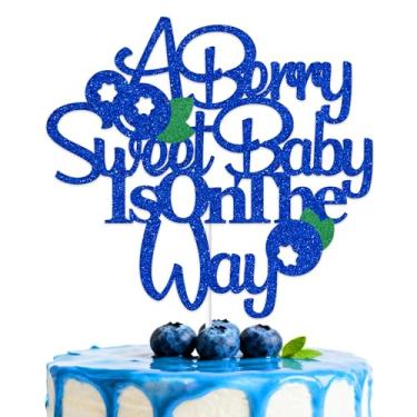 Imagem de Hzbcxs A Berry Sweet Baby is on the Way Topper decoração de chá de bebê de mirtilo azul e verde
