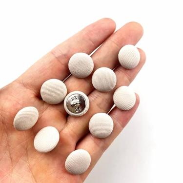 Imagem de Lmlliang Botões de haste cobertos de tecido acetinado de 15 mm, botões redondos de costura para vestidos de noiva, ternos, smoking, estofados, casacos, jaquetas, jeans, blusas e roupas DIY, bege