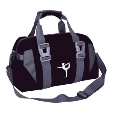 Imagem de kowaku Bolsa de ioga e fitness para pernoite feminina, bolsa portátil, alça de ombro ajustável para exercícios, treino, esportes, Preto