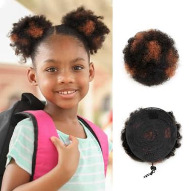 Imagem de Boymia Rabo de cavalo afro puff cordão #H1-30 mistura preta natural vermelho cobre 10 cm rabo de cavalo encaracolado com cordão para mulheres 100% cabelo humano grampo em cordão crespo cacheado rabo