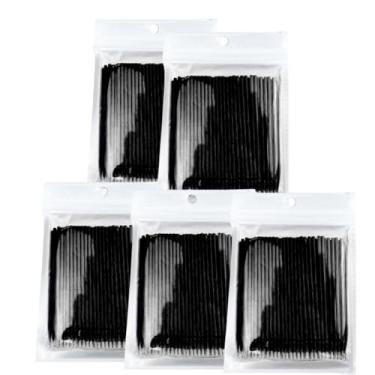 Imagem de SENLIN DENTAL 500 peças de microcotonetes, micropincéis descartáveis, aplicadores labiais para maquiagem e cuidados pessoais, microcotonetes para delineador, extensões de cílios, unhas (preto)