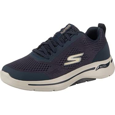 Imagem de Skechers Tênis masculino Gowalk Arch Fit-Athletic para caminhada com espuma resfriada a ar, Azul-marinho/dourado, 16