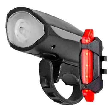 Imagem de 2X Farol Bike Bicicleta Led Buzina Recarregável + Led Vermel