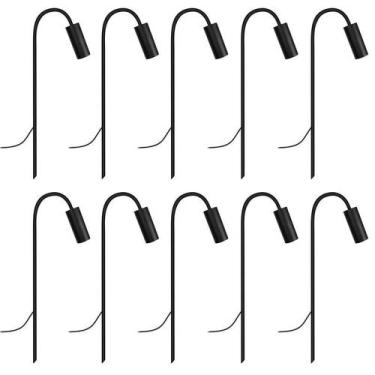 Imagem de Kit 10 Balizadores Luminária Chão Espeto Jardim Preto 50Cm - Single Li