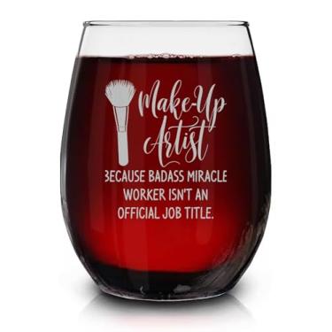 Imagem de Lerime66 Taça de vinho sem haste gravada com maquiador engraçado - Taça de vinho inspiradora sarcástica engraçada - Presentes de agradecimento - presente para mulheres - colega de trabalho - Bestie