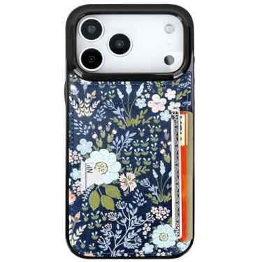 Imagem de uCOLOR Capa para iPhone 17 Pro Max com suporte para cartão - Capa carteira de couro fina com suporte para cartão de crédito Moneymate 2,5 m Capa protetora com compartimento para cartão oculto para