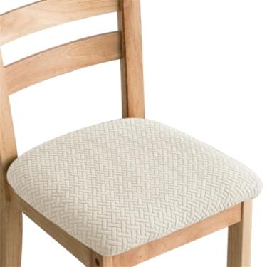Imagem de Capas de assento para cadeira de jantar em jacquard elástico durável, removível e lavável, almofada elástica para cadeir
