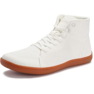 Imagem de WHITIN Tênis Masculino De Cano Alto, Bico Largo, Minimalista, Descalço, Solado Zero Drop, Tamanho 8,5, Largura Para Caminhada, Academia, Esporte, Minimus, Branco, Goma 42