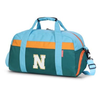 Imagem de WOOMADA Bolsa infantil para meninos ou meninas, bolsa noturna infantil com compartimento para sapatos e bolso molhado, ideal para esportes, viagens, Verde, azul, N
