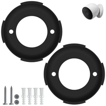 Imagem de Pacote com 2 placas de montagem de parede de substituição para bateria Google Nest Cam, peça de substituição para colar de bloqueio/âncoras de parede compatível com câmera Nest (Nest Cam e Dome de
