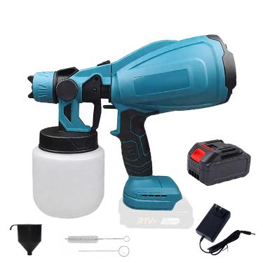 Imagem de Pistola de Pintura Elétrica Sem Fio 21V com Bateria 2000mAh, 800W Pico, Motor de Cobre, Tanque 800ml, para Tintas de Baixa Viscosidade - Ideal para Reformas e Projetos DIY