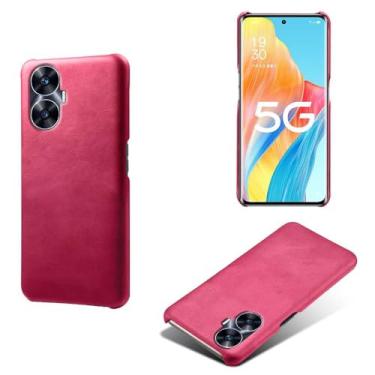 Imagem de Capa para OPPO Realme C55,Proteção contra quedas,Casca de volta de cor sólida simples,Design de couro de imitação de plástico-Rose