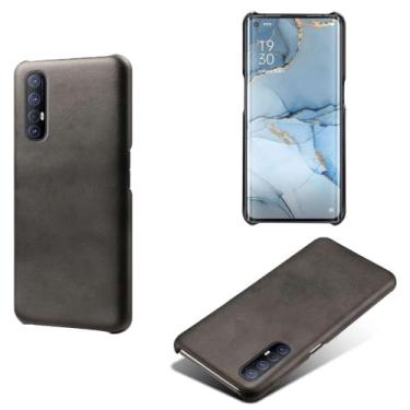 Imagem de Capa para OPPO Find X2 NEO,Proteção contra quedas,Casca de volta de cor sólida simples,Design de couro de imitação de plástico-Black