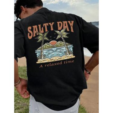 Imagem de Camiseta Masculina Praia Ferias Estampada Algodão Premium - crushed, P