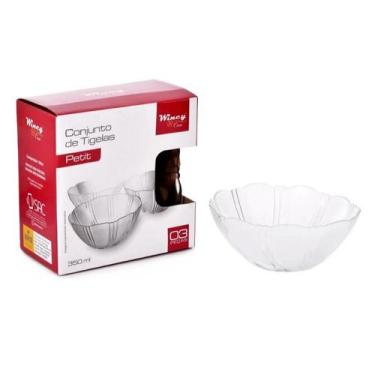 Imagem de Kit 3 Tigelas de Vidro Para Molhos Sobremesa 350ml Petit Wincy
