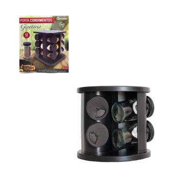 Imagem de Porta Condimento 6 Potes Giratório Tempero Vidro Decorativo