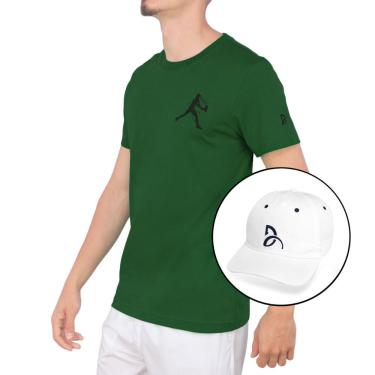 Imagem de Boné e Camiseta Lacoste Tennis Novak Djokovic TH1044 Verde Escuro-GGGG
