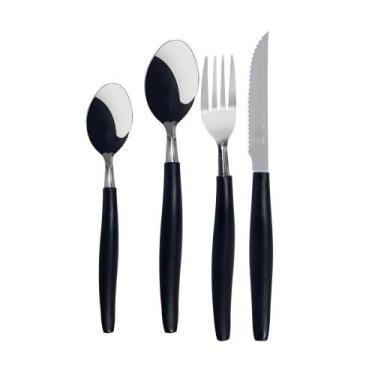 Imagem de Jogo de Talheres Faqueiro Luxor 25 Pçs cabo anatômico Preto UD341 - 12