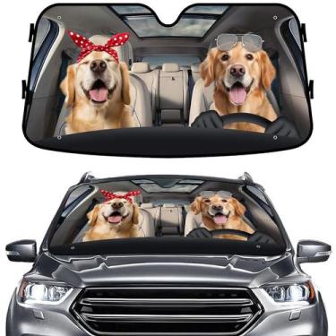Imagem de Pára-brisa Sun Shade GENANY Cute Golden Retriever Dog Couple