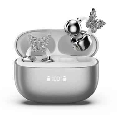 Imagem de Fones de ouvido PAXA Bling Open Ear Bluetooth 5.4 Wireless Silver