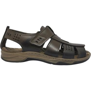 Imagem de Sandália Masculina Adulto em Couro Casual Dia a Dia Amortech Fechada Pegada 132256