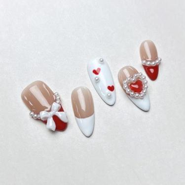 Imagem de False Nails MAGLFELL Luxury Medium Ammond Impresso em 3D