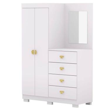 Imagem de Cômoda Guarda-Roupa com 4 Gavetas e 5 Prateleiras com Espelho Cristine
