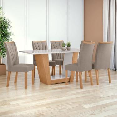 Imagem de Mesa de Jantar 1,70 Apogeu com vidro Serigrafado e 6 cadeiras Apogeu d