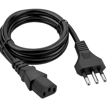 Imagem de Cabo de Força Tripolar 3 Pinos 1,5m Bivolt Universal – Compatível com PC, TV, Monitor, Notebook, Impressora, Estabilizador, Fonte, Periféricos e Equipamentos Eletrônicos em Geral