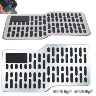 Imagem de YehVeh Pacote com 2 tapetes de carro almofada de calcanhar para apoio para os pés de aço inoxidável resistente antiderrapante almofadas de descanso de pé para carro tapetes de borracha tapetes de chão