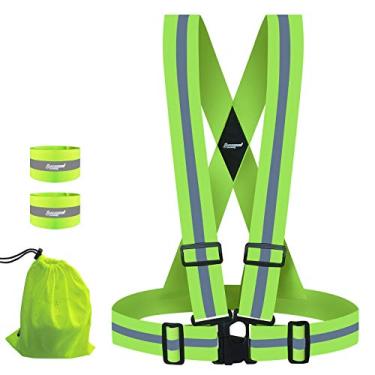 Imagem de Colete refletivo de corrida Tucoolracing com 2 faixas refletoras ajustáveis coletes de segurança cinto refletivo de alta visibilidade tiras de pulso para corrida noturna ciclismo motocicleta cachorro