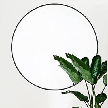 Imagem de Espelho de banheiro montado na parede, espelho de banheiro dourado, espelho de maquiagem redondo, espelho de parede de sala de estar, moldura de liga de alumínio, espelho decorativo moderno, espelho