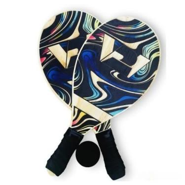 Imagem de Frescobol Praia Kit, Kit 2 Raquetes de Frescobol e 1 Bolinha 2win Split, Adequado para Lazer E Entretenimento