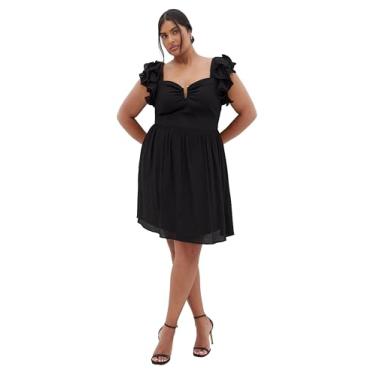 Imagem de City Chic Vestido coquetel feminino plus size - Alma, Preto, 54