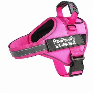 Imagem de Peitoral essencial personalizado para cães, colete personalizado para animais de estimação com nome e número de telefone, sem asfixia, refletivo, ajustável e acolchoado, fácil de caminhar e treinar