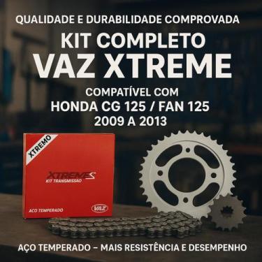 Imagem de Kit Relação de Transmissão Xtreme Honda CG Fan 125 Ano 2009 a 2013 Vaz