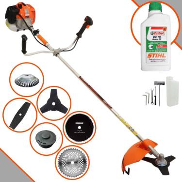 Imagem de Roçadeira Vulcan VR620H À Gasolina 62cc 3HP 6 Em 1 Com Carretel Nylon + Faca 2 Pontas, 3 Pontas, 40 Dentes e 80 Dentes + Escova de Aço + ÓLEO STIHL 2T