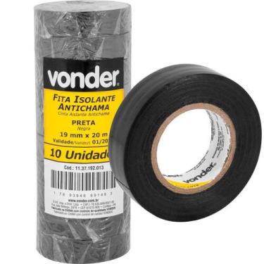 Imagem de Fita isolante preta 19 mm x 20 m com 10 unidades - Vonder