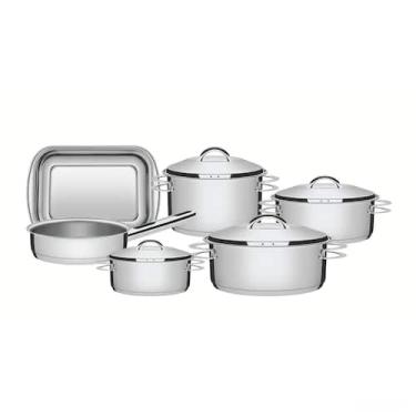 Imagem de Jogo de Panelas Tramontina Solar em Aço Inox Fundo Triplo  6 Peças