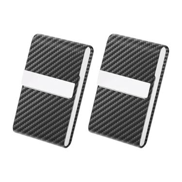 Imagem de harayaa 2x Porta-cartões de visita de metal com bolso e fecho para cartões de crédito multiuso para agências de viagens e cartões pessoais
