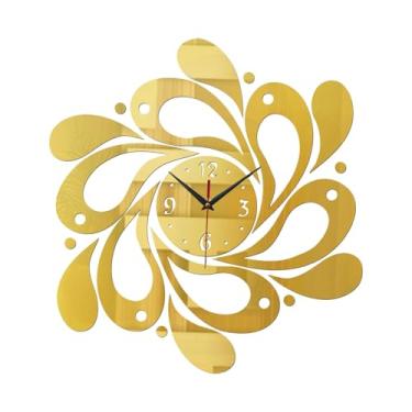 Imagem de Ｂｅｓｇａ Relógio de parede acrílico com adesivos espelhados, decoração de quarto, fácil leitura, relógio de parede decorativo para quarto, sala de aula, Ouro