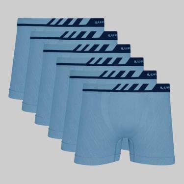 Imagem de Kit 6 Cuecas Lupo Boxer Microfibra Sem Costura 00671, Azul claro, M