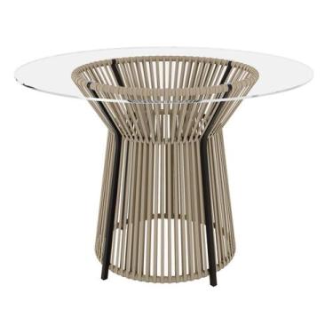 Imagem de Mesa Redonda com Tampo de Vidro 120cm Valencia - PAONANDA DECOR