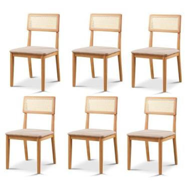 Imagem de Kit 6 Cadeiras de Jantar com Encosto de Telinha Ava - Zurc Decor