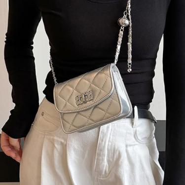 Imagem de Bolsa tiracolo quadrada pequena feminina - bolsa de ombro elegante, leve e elegante para uso diário, Prateado, Tendência