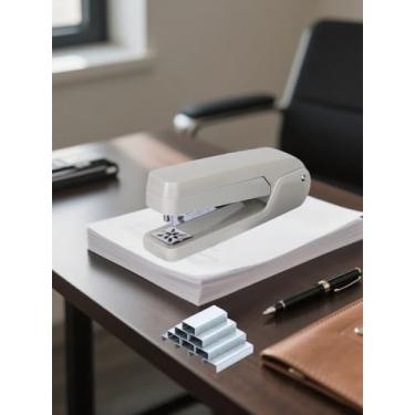 Imagem de Grampeador giratório de mesa com braço oscilante, capacidade para 25 folhas, inclui grampos de 1000, grampeadores de mesa de rotação de 360 graus para encadernação de livreto ou livro (cinza)