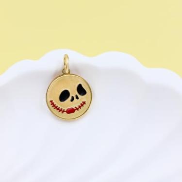 Imagem de Pingente de rosto de esqueleto sorridente, pingente de caveira de desenho animado, joia de esqueleto fofo esmaltado de aço inoxidável para pulseira colar pingente YA6376-rosto de esqueleto sorridente