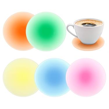 Imagem de Generic Porta-copos redondos de acrílico multicolorido, conjunto de 5, 9 cm, resistente ao calor